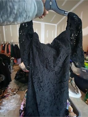 cupcakes & cashmere Black Lace Cocktail Dress